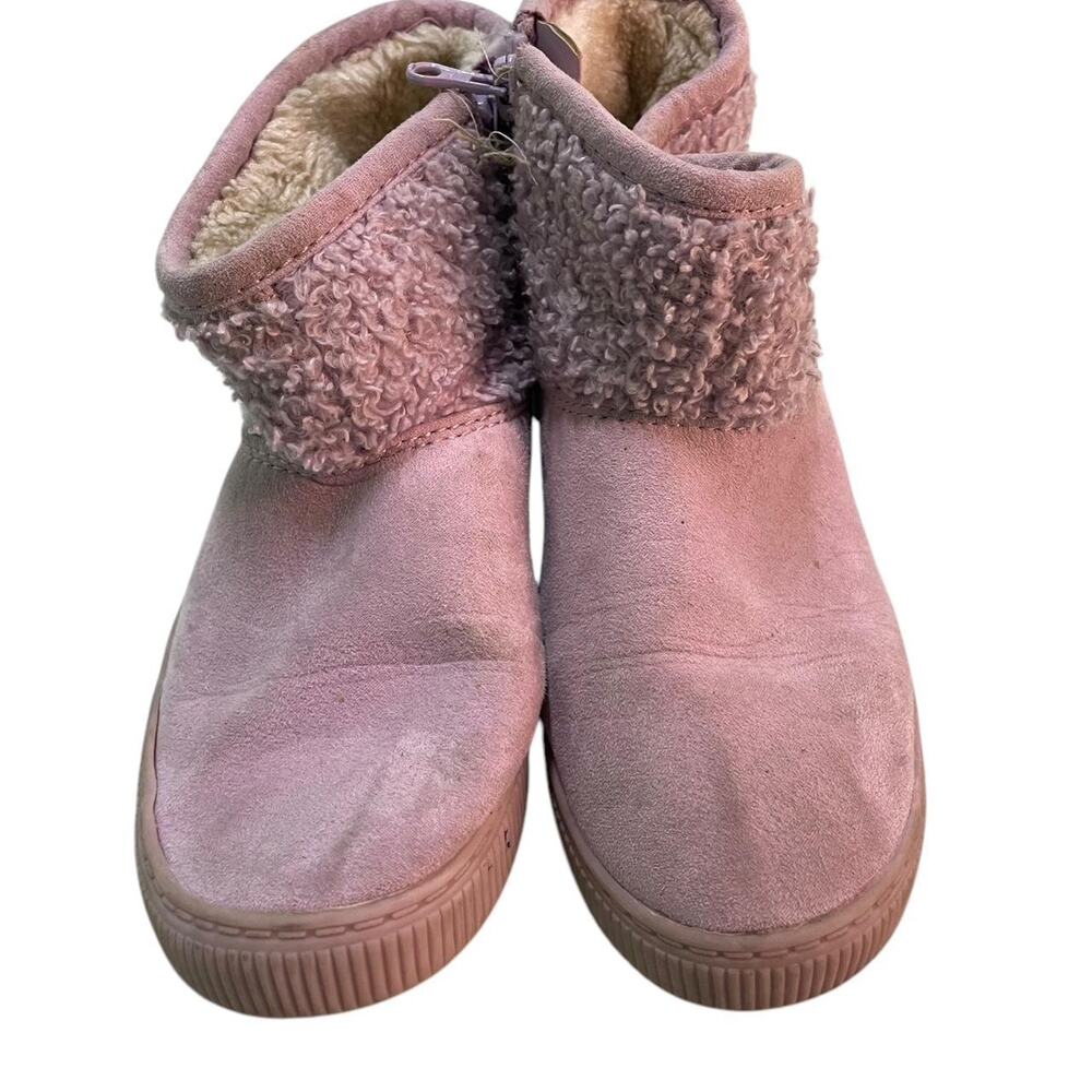 Pink fuzzy ankle boots